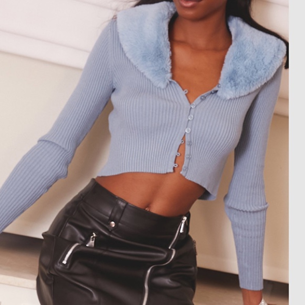 New Without Tags ACW Ardene Faux Fur Collar Cropped Cardigan